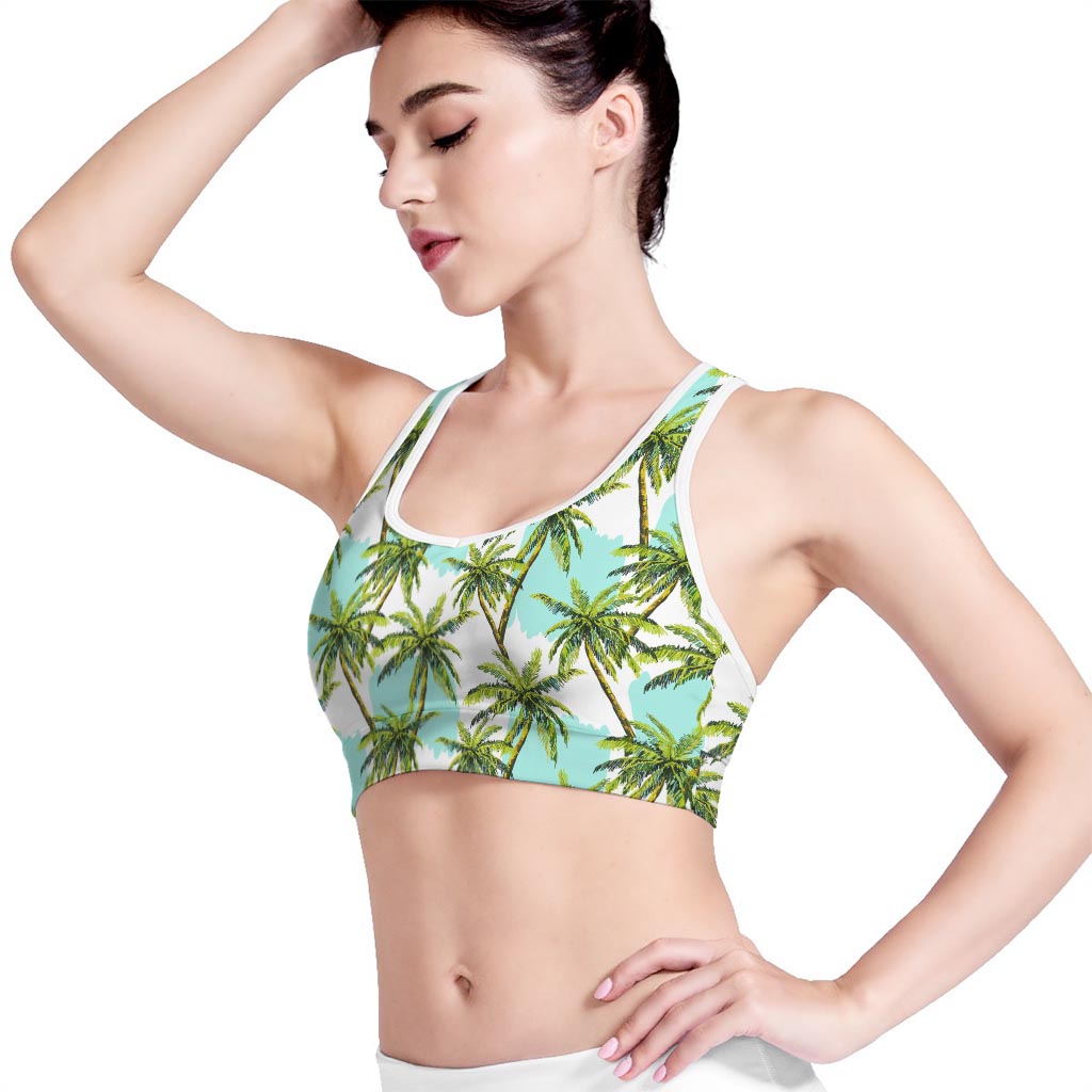 Palm Tree Tropical Pattern Print Women's Sports Bra