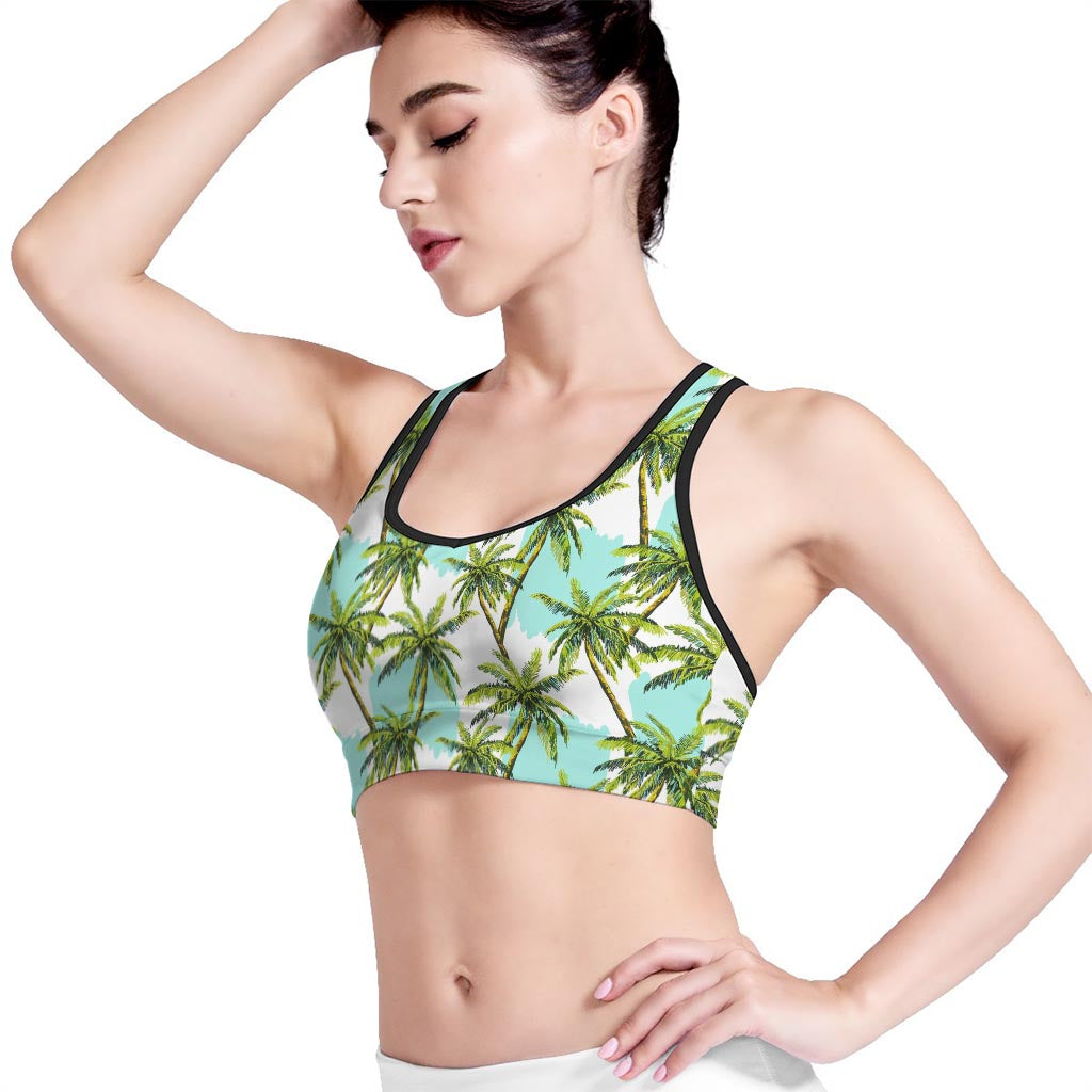 Palm Tree Tropical Pattern Print Women's Sports Bra