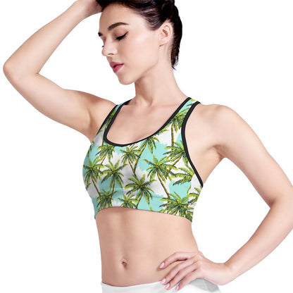 Palm Tree Tropical Pattern Print Women's Sports Bra