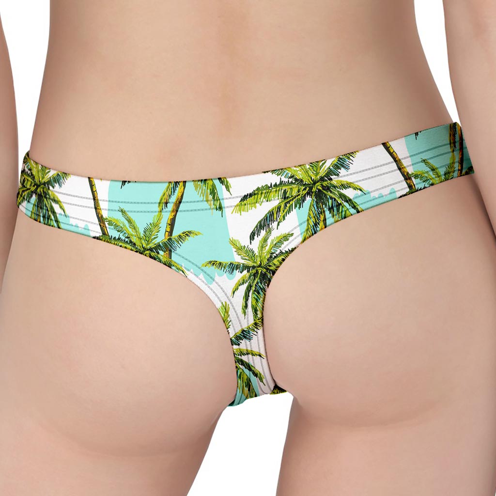 Palm Tree Tropical Pattern Print Women's Thong