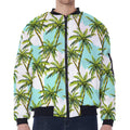 Palm Tree Tropical Pattern Print Zip Sleeve Bomber Jacket
