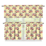 Panda Firefighter And Cat Pattern Print 3 Piece Kitchen Curtains