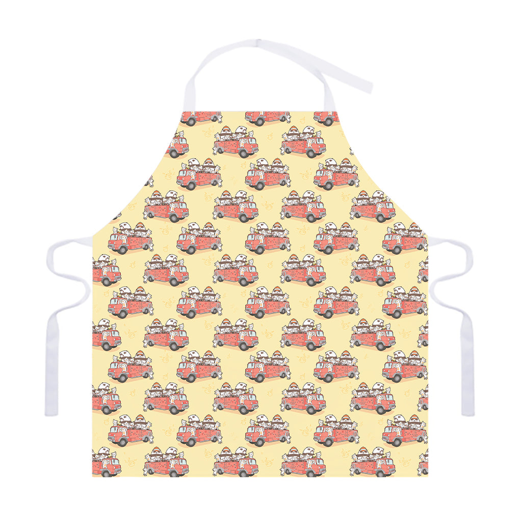 Panda Firefighter And Cat Pattern Print Adjustable Apron