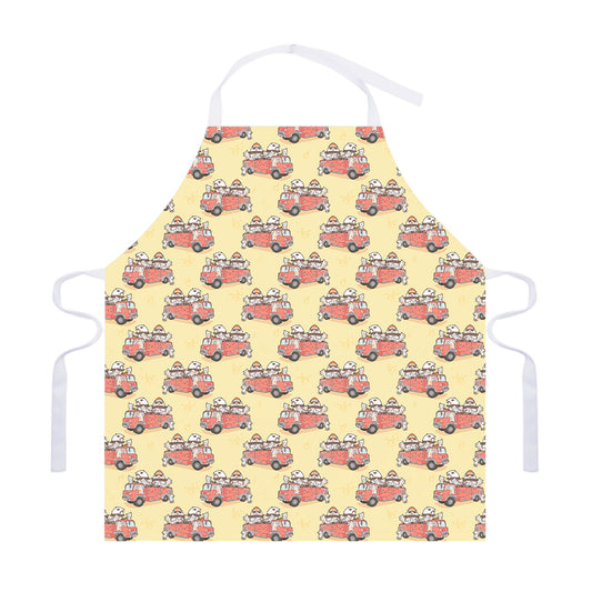 Panda Firefighter And Cat Pattern Print Adjustable Apron