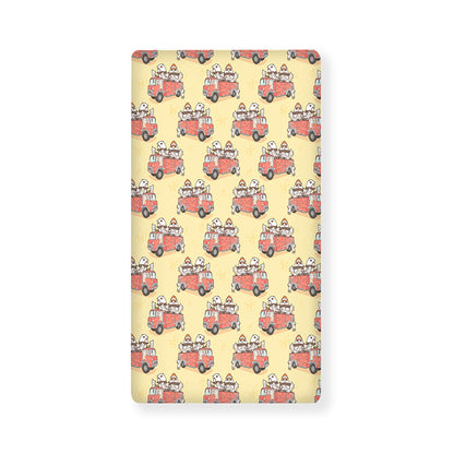 Panda Firefighter And Cat Pattern Print Baby Crib Sheet