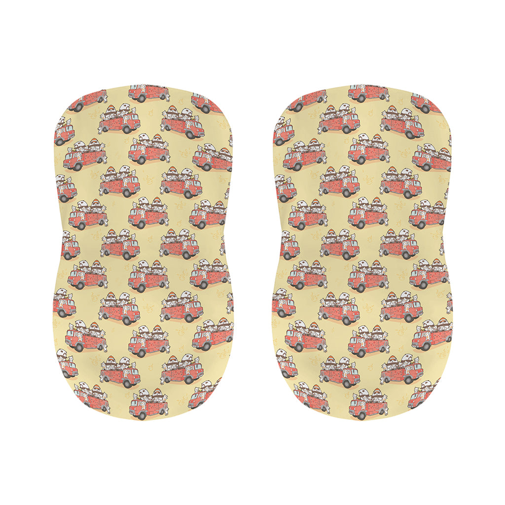 Panda Firefighter And Cat Pattern Print Bar Stool Covers