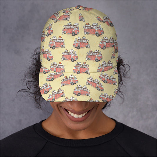 Panda Firefighter And Cat Pattern Print Baseball Cap