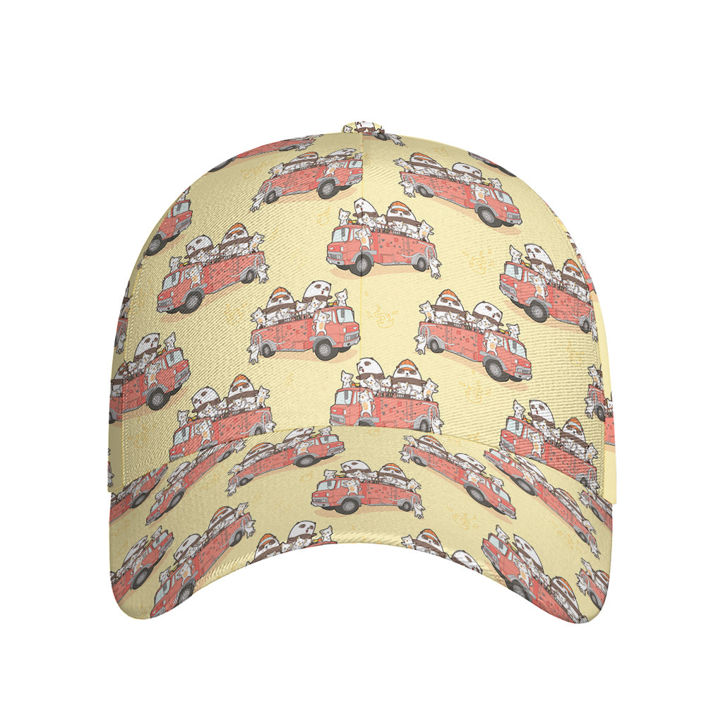 Panda Firefighter And Cat Pattern Print Baseball Cap