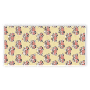 Panda Firefighter And Cat Pattern Print Beach Towel