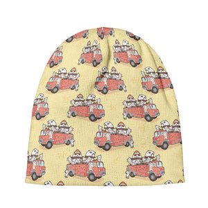 Panda Firefighter And Cat Pattern Print Beanie