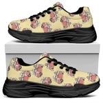 Panda Firefighter And Cat Pattern Print Black Chunky Shoes