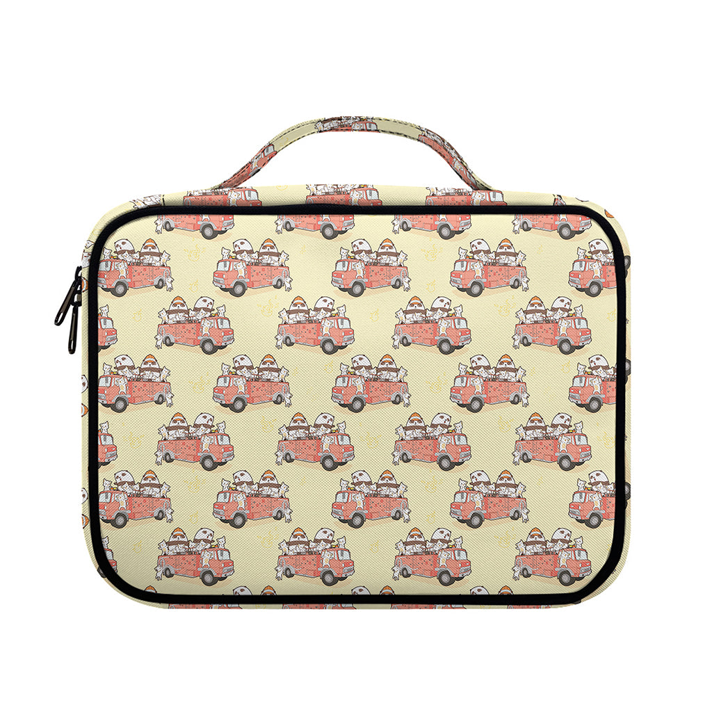 Panda Firefighter And Cat Pattern Print Briefcase Bible Bag