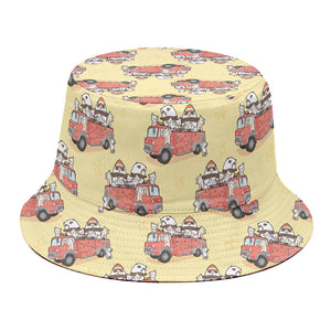 Panda Firefighter And Cat Pattern Print Bucket Hat