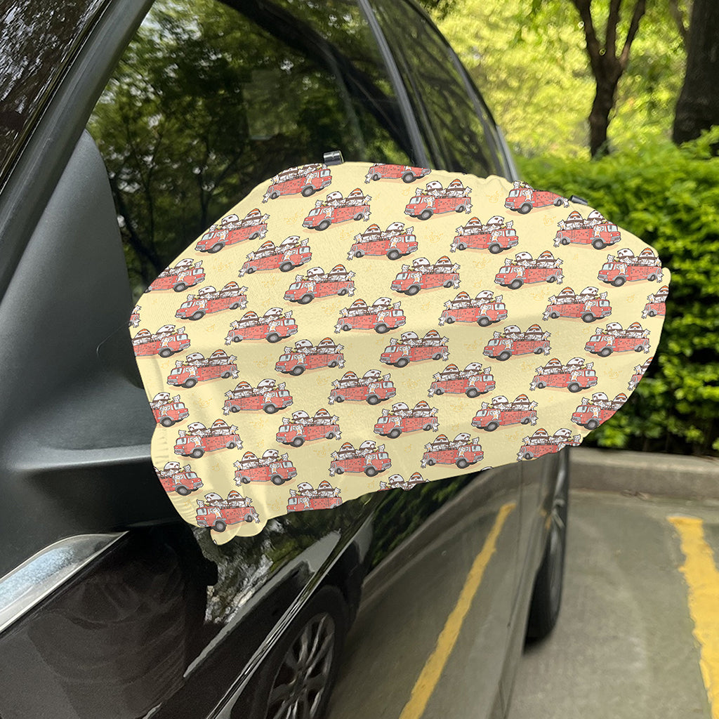 Panda Firefighter And Cat Pattern Print Car Side Mirror Covers