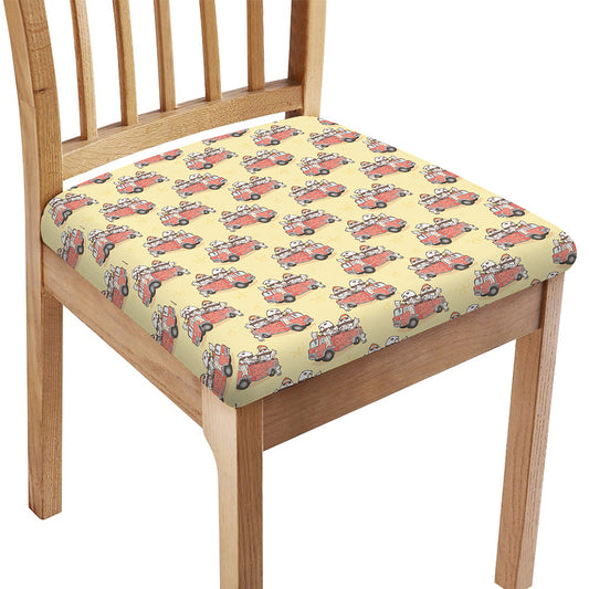 Panda Firefighter And Cat Pattern Print Chair Cushion Cover