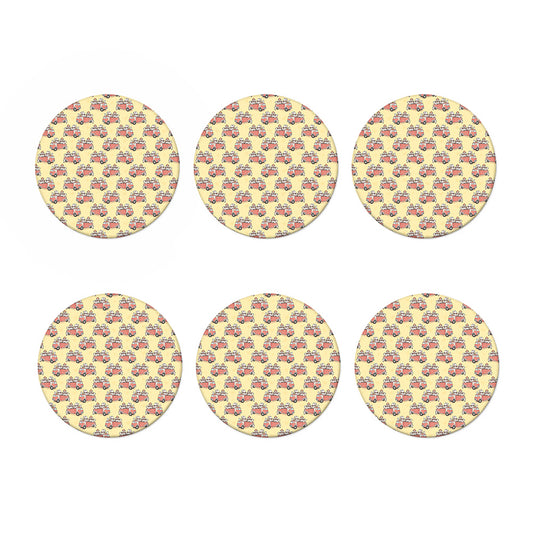 Panda Firefighter And Cat Pattern Print Coaster Set