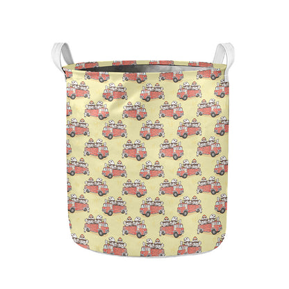 Panda Firefighter And Cat Pattern Print Collapsible Laundry Basket