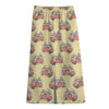 Panda Firefighter And Cat Pattern Print Cotton Front Slit Maxi Skirt