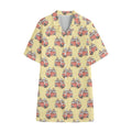 Panda Firefighter And Cat Pattern Print Cotton Hawaiian Shirt