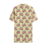 Panda Firefighter And Cat Pattern Print Cotton Hawaiian Shirt