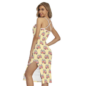 Panda Firefighter And Cat Pattern Print Cross Back Cami Dress