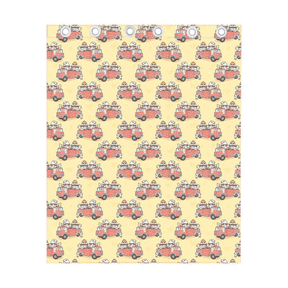 Panda Firefighter And Cat Pattern Print Curtain