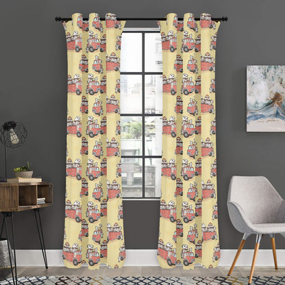 Panda Firefighter And Cat Pattern Print Curtain