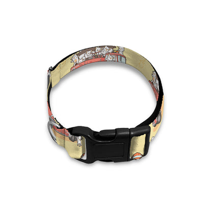 Panda Firefighter And Cat Pattern Print Dog Collar