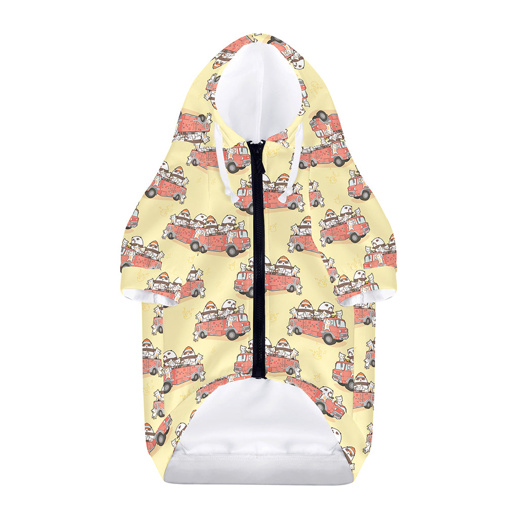 Panda Firefighter And Cat Pattern Print Dog Zip Up Hoodie