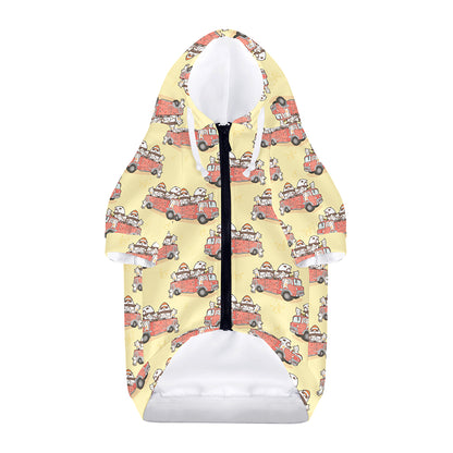 Panda Firefighter And Cat Pattern Print Dog Zip Up Hoodie