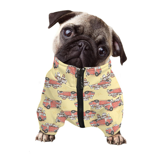 Panda Firefighter And Cat Pattern Print Dog Zip Up Jacket