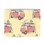 Panda Firefighter And Cat Pattern Print Drum Lamp Shade