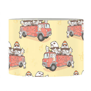 Panda Firefighter And Cat Pattern Print Drum Lamp Shade