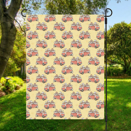 Panda Firefighter And Cat Pattern Print Garden Flag