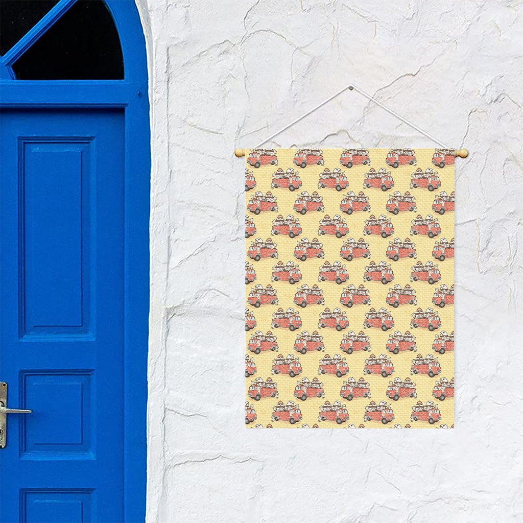 Panda Firefighter And Cat Pattern Print Garden Flag