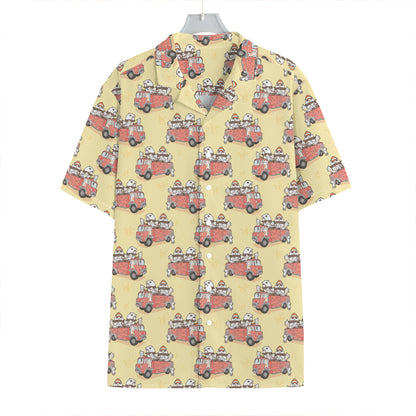 Panda Firefighter And Cat Pattern Print Hawaiian Shirt