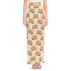 Panda Firefighter And Cat Pattern Print High Slit Maxi Skirt