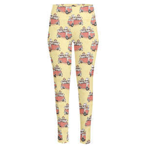 Panda Firefighter And Cat Pattern Print High-Waisted Pocket Leggings