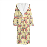 Panda Firefighter And Cat Pattern Print Hooded Bathrobe