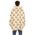 Panda Firefighter And Cat Pattern Print Hoodie Blanket