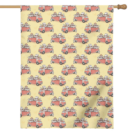 Panda Firefighter And Cat Pattern Print House Flag