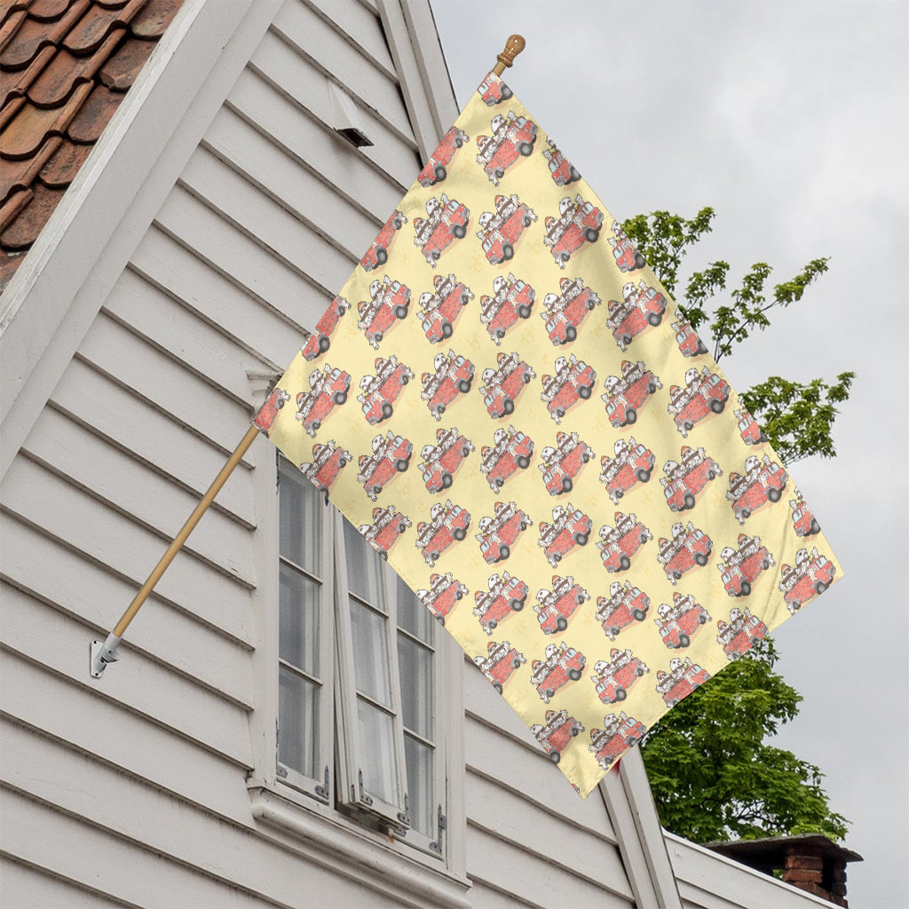 Panda Firefighter And Cat Pattern Print House Flag