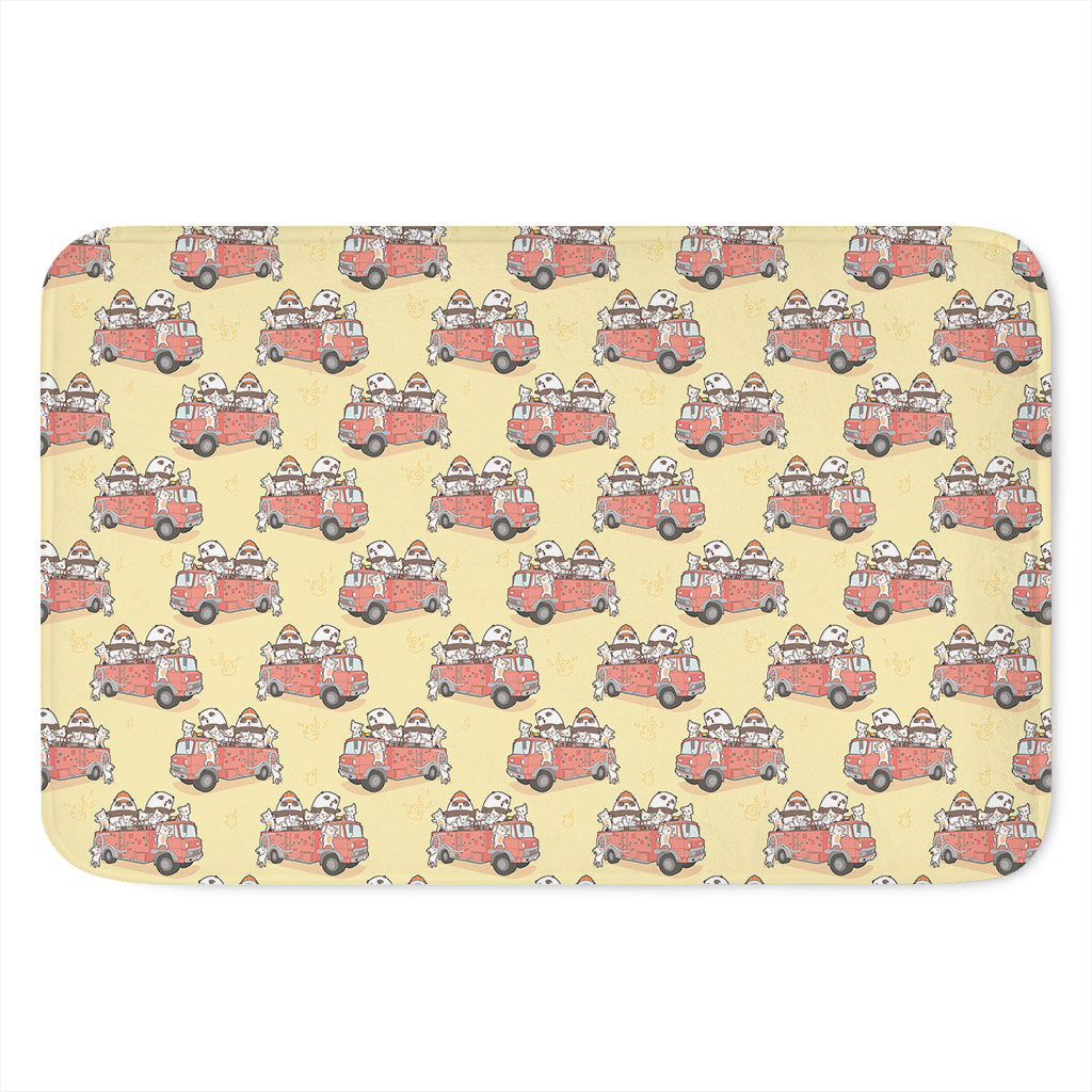 Panda Firefighter And Cat Pattern Print Indoor Door Mat