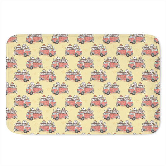 Panda Firefighter And Cat Pattern Print Indoor Door Mat