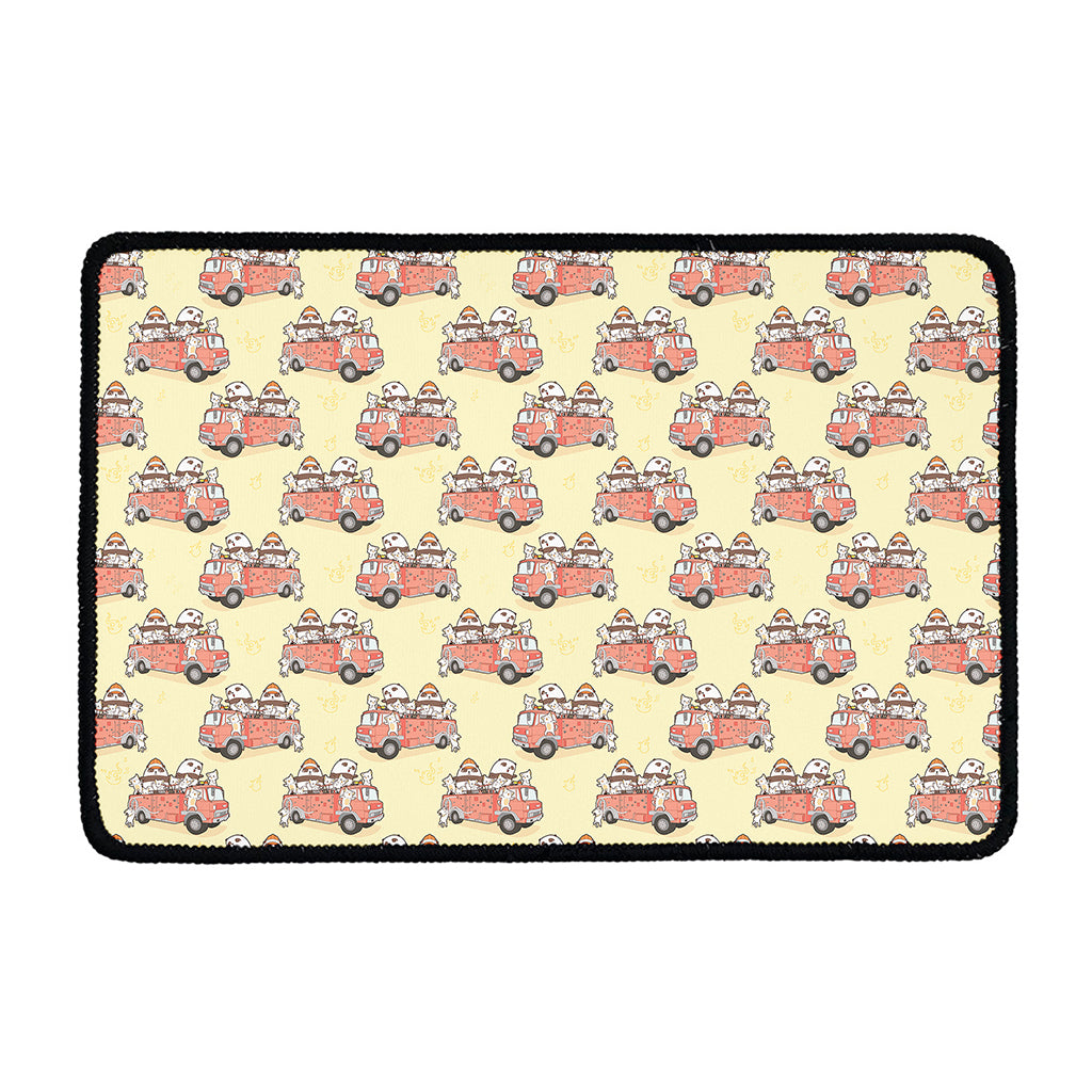 Panda Firefighter And Cat Pattern Print Kitchen Mat