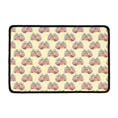 Panda Firefighter And Cat Pattern Print Kitchen Mat
