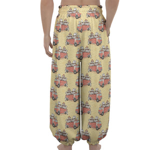 Panda Firefighter And Cat Pattern Print Lantern Pants