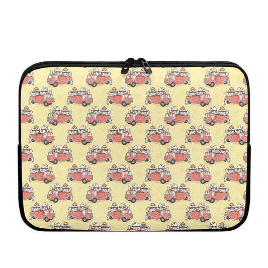 Panda Firefighter And Cat Pattern Print Laptop Sleeve