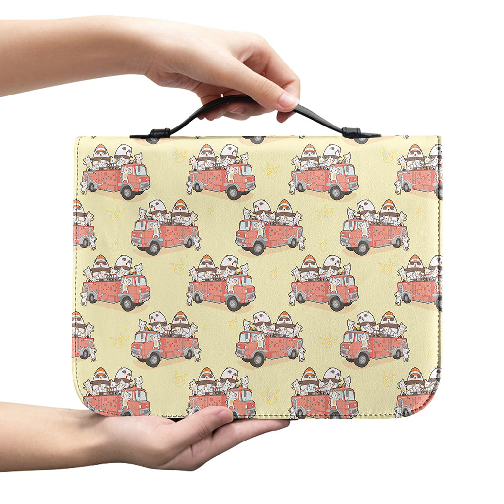Panda Firefighter And Cat Pattern Print Leather Bible Cover