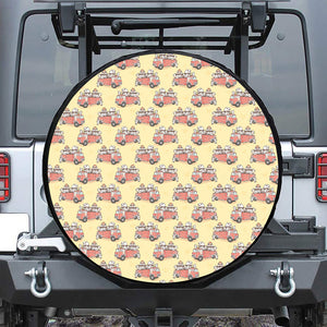 Panda Firefighter And Cat Pattern Print Leather Spare Tire Cover